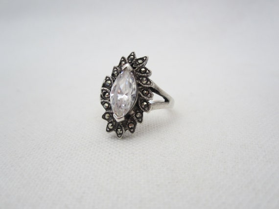 Vintage Sterling Silver Cocktail Ring Clear by OldObscenities