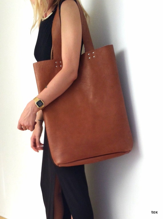 Large Leather Tote Handstitched High Quality
