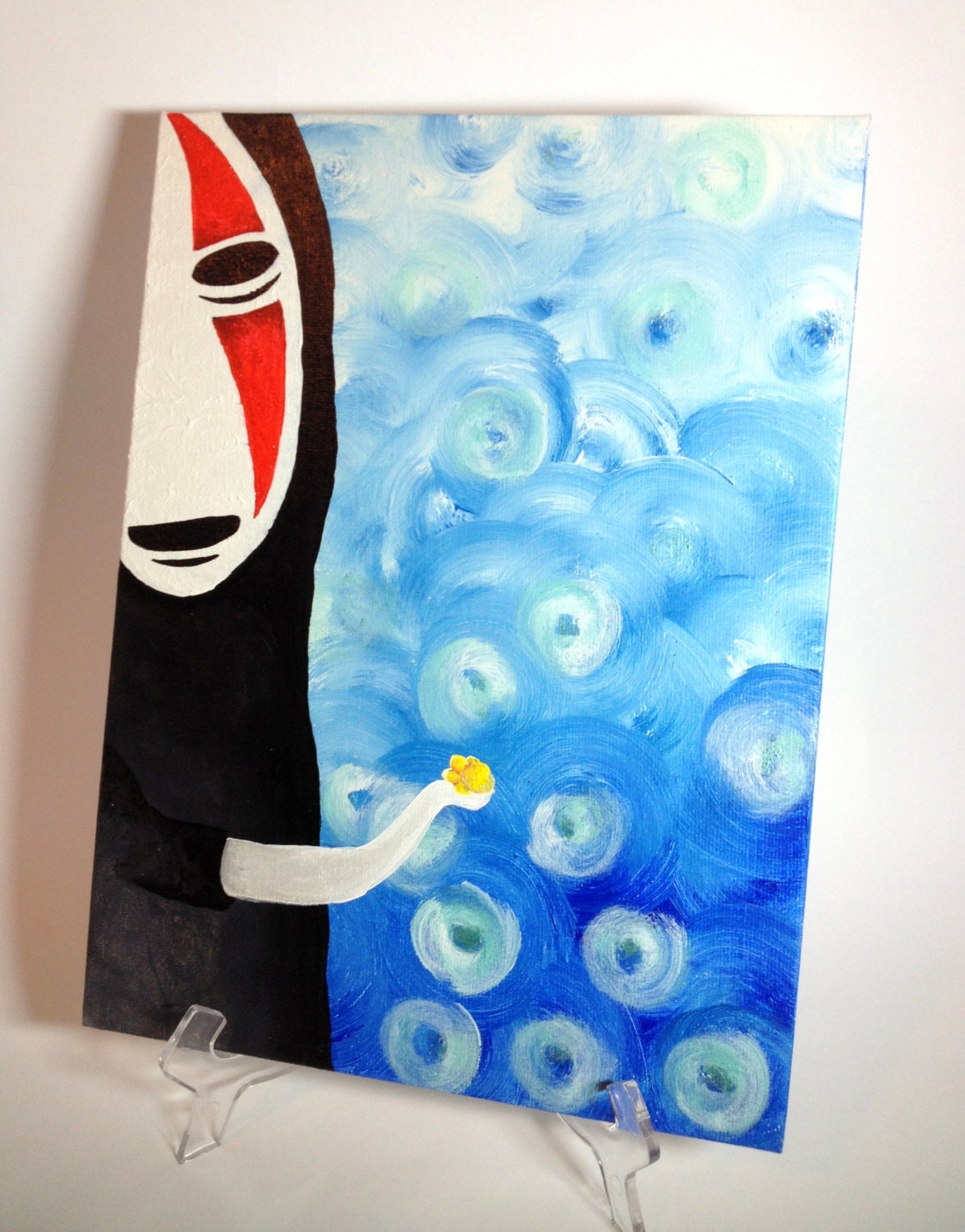 Whimsical Spirited Away art No Face acrylic painting no face