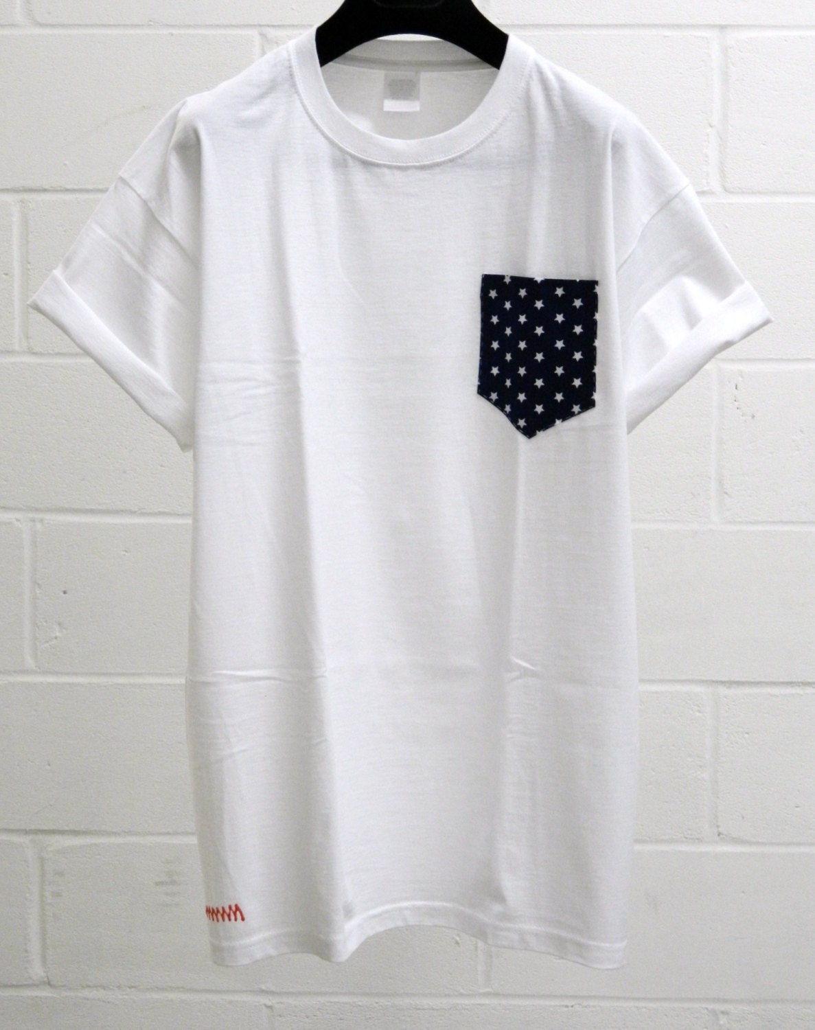Download Men's Stars Pattern White Pocket T-Shirt Men's T