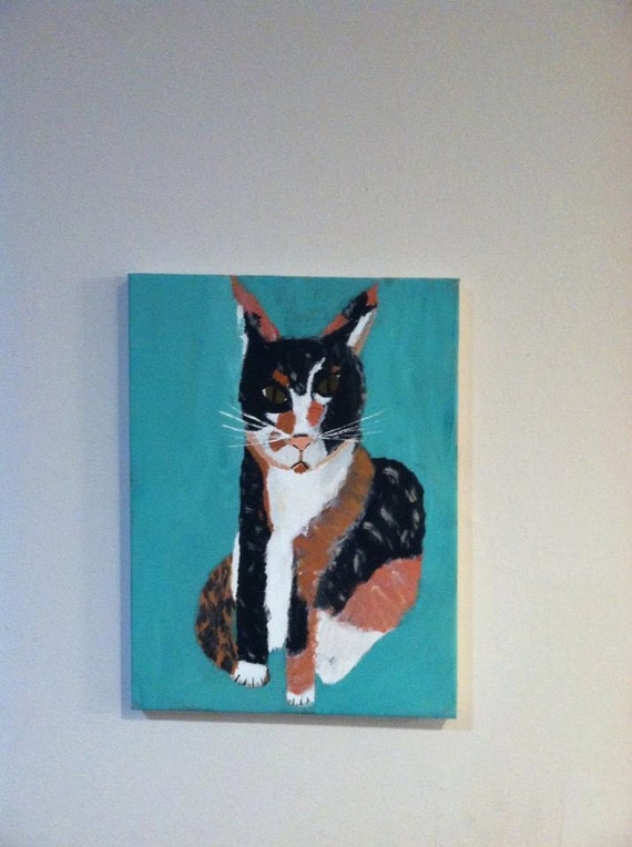 Abstract Calico Cat Painting by scarlettloved on Etsy