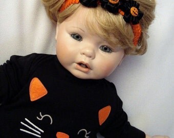 Halloween Headband, Baby, Toddler, Little Girl, Pumpkin, Orange, Black, Braided Headband, READY TO SHIP