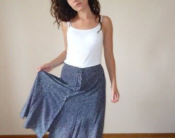 navy polka dot maxi skirt
