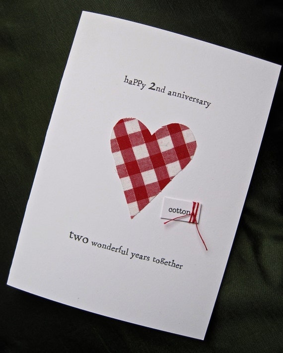  2nd  Wedding  Anniversary  Keepsake Card  Cotton by ArtBySeezal