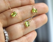 Items similar to Peridot Necklace, Emerald Cut Peridot Gemstone