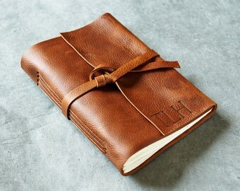 Personalized Leather Notebook / Leather Sketchbook / Leather Journal / Brandy 5x7 - Initials Optional