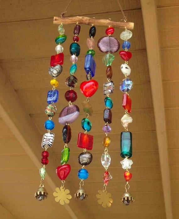 Wind Chime Glass Beaded Windchime Suncatcher on by LTreatDesigns