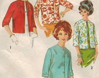 1960s Simplicity 4848 Vintage Sewing Pattern Misses Box Jackets Size 12 Bust 32