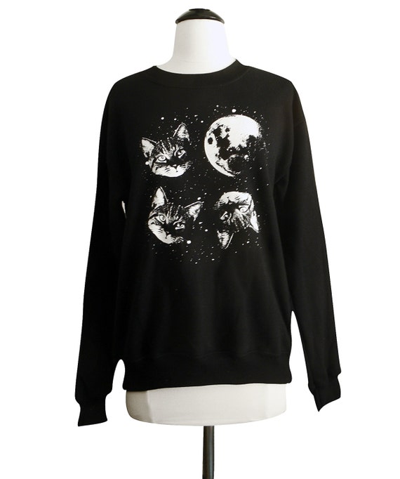 Items similar to Cat Sweatshirt - Three Cat Moon Sweater - Unisex Sizes ...