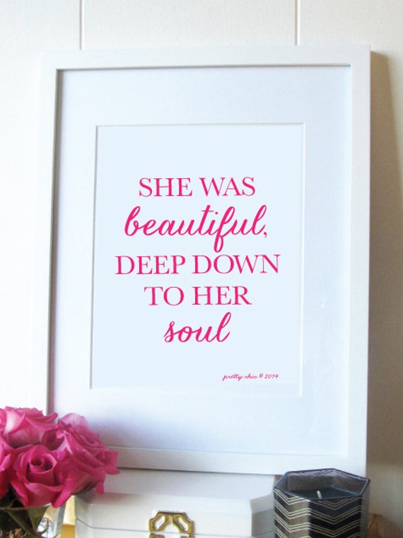 Items similar to She Was Beautiful, Deep Down To Her Soul Wall Art