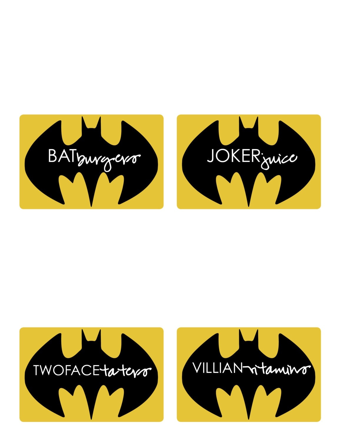 Batman Birthday Food Labels by WenDesignStore on Etsy