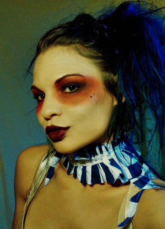Blue and White stripe Asymmetrical Circus Collar Blue and White stripe Asymmetrical Circus Collar