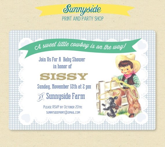 Items similar to COWBOY Baby Shower Invitation - Printable Invitation ...