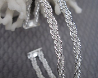 Two Band Chain Linked Sterling Silver Cuff