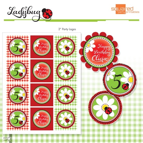 Red Ladybug Printables - 2" Birthday Party Circles - DIY - Do-It-Yourself Printables - Ladybugs Il_570xn