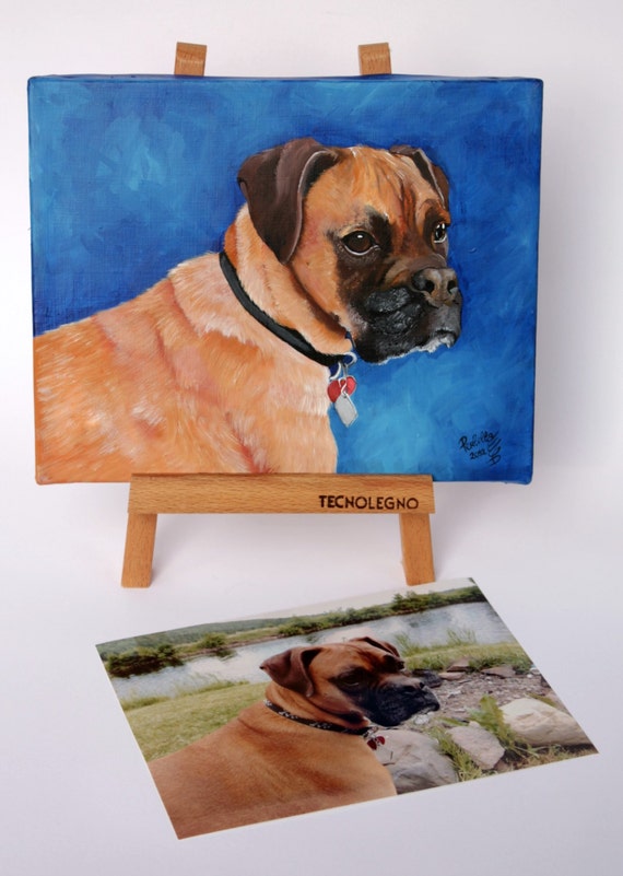 Hund Porträt Hand gemalt auf Leinwand von Ihrem Foto