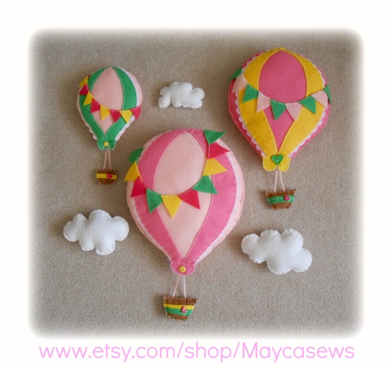 Hot Air Balloon Set. Made to order. 3D Wall Decor. For Nursery or Kids' Room. Photo Prop. Made to order.