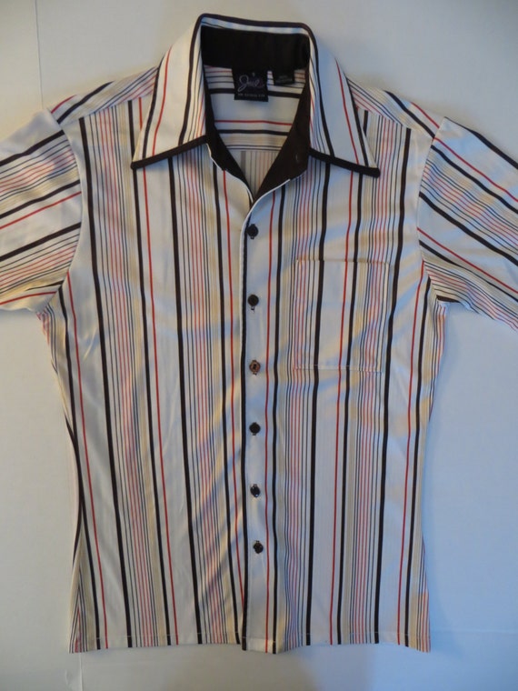 Vintage Shirt, 70s shirt, Joel, Cal Made, Striped Polyester, Tapered ...