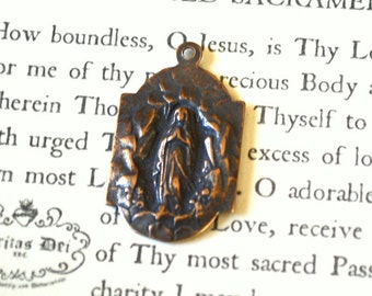 Our Lady of Lourdes Grotto - Blessed Mother Medal - Bronze Medal - Sterling Silver Medal - (M119-1160)