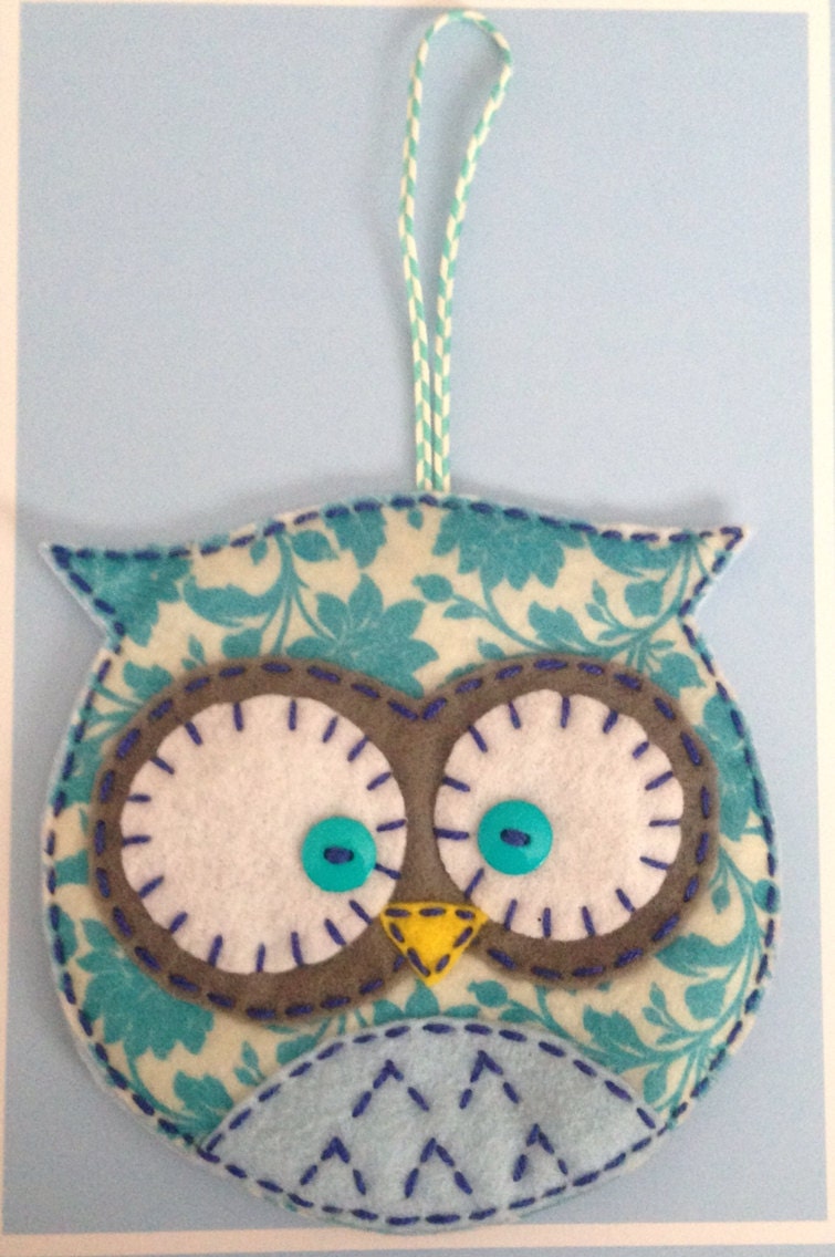 Felt Owl Ornament Pocket Christmas Stocking Gift Bag Floral