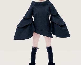 Asymmetrical Jacket, Women's Clothing,Black Jacket,Cyberpunk Clothing, Black Dress,Decontructed Jacket,Oversized Blouse, Black Winter Jacket