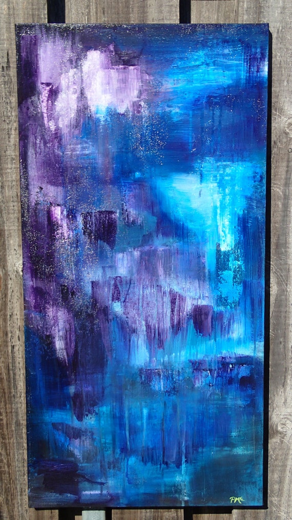 Items similar to Blue and purple original abstract painting on Etsy