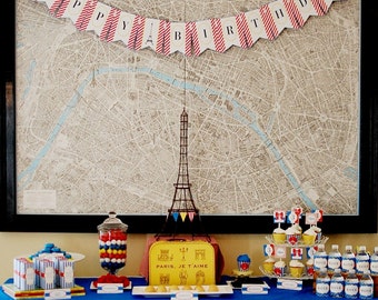 Madeline Birthday Party Package / Parisian - Eiffel Tower Paris, France - Madeline in Paris - DIY Printable Files (Partial Instant Download)