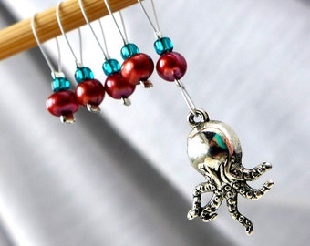 Octopus's Garden - Five Snag Free Stitch Markers - Fits Up To 5.5 mm (9.5 US) - Limited Edition