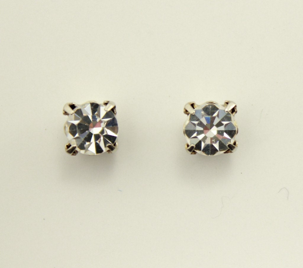 7mm Round Diamond Look Swarovski Crystal Earrings in