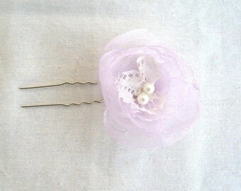 Weddings Hair Accessories Pastel Bride Hair Lilac Orchid Organza Flower Romantic Bridal Hair Accessory Flower Girl Bridesmaid Pin Bobby Pin