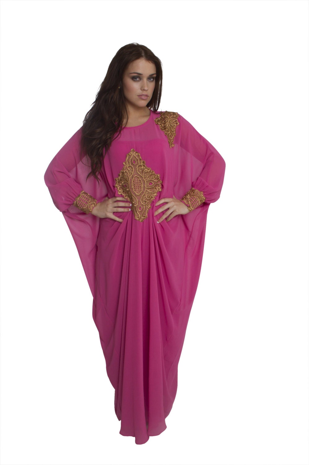 Pink Long Sleeved Maxi Kaftan Dress Kaftan Dress kaftan 