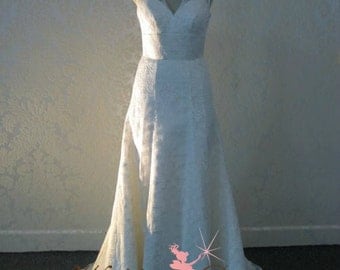Vintage Inspired Wedding Dress with Cap Sleeves Illusion back
