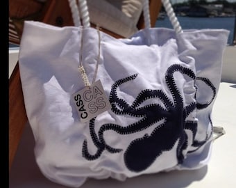 Whale Beach Bag Tote Personalized Bag Nautical Bag