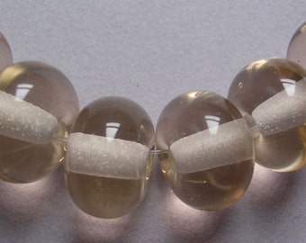 Glass Handmade Pink Lampwork Beads Ericabeads Pale Apricot Spacers (6)