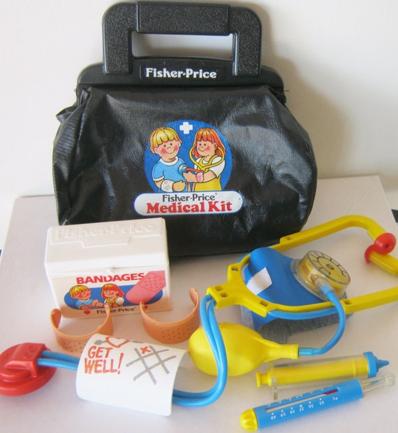 VIntage 1987 Fisher Price Medical Kit Doctor Bag and Tools 80s