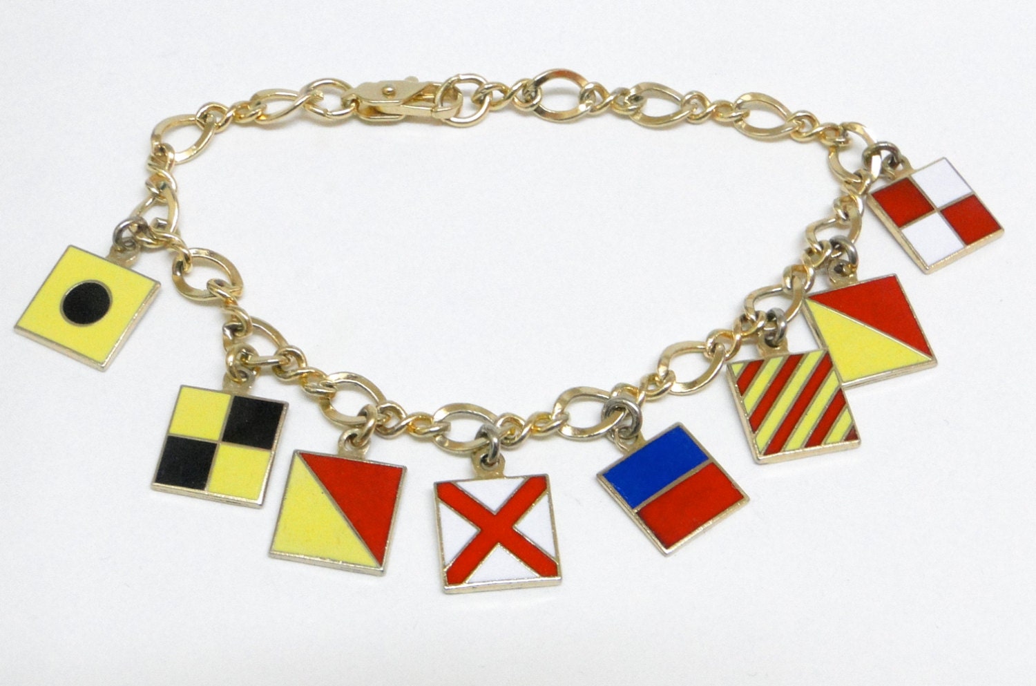 Vintage nautical flag bracelet. I LOVE YOU Signal