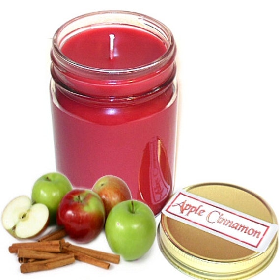 Apple Cinnamon Mason Jar Candle Fruit Spice Scent 12 Oz