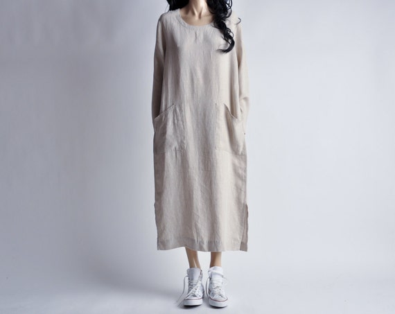 oversized minimalist linen maxi dress / by persephonevintage