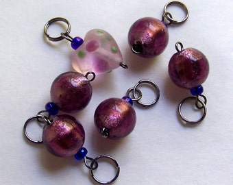 Hand Made Stitch Markers -- Frosted Lilac