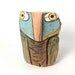 Owl, clay sculpture, Owl Person Standing in the Joy of this Moment