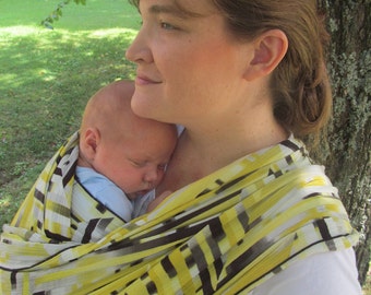 Gauze Baby Wrap - Chevron Cotton Non-stretchy Wrap Carrier - 6 yard - DVD included, summer babywearing, yellow, black