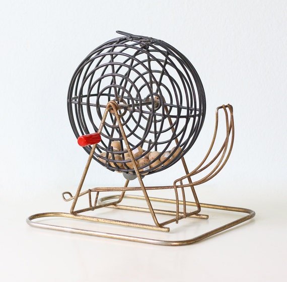 Vintage Bingo Cage with Wooden Balls