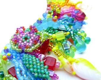 Beadweaving Tutorial No. 9 - Jungle Collar, Intermediate Beadweaving, Peyote Stitch Statement Necklace DIY Pattern