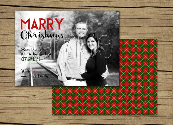 25 5x7 Photo Christmas Card Engagement Announcements