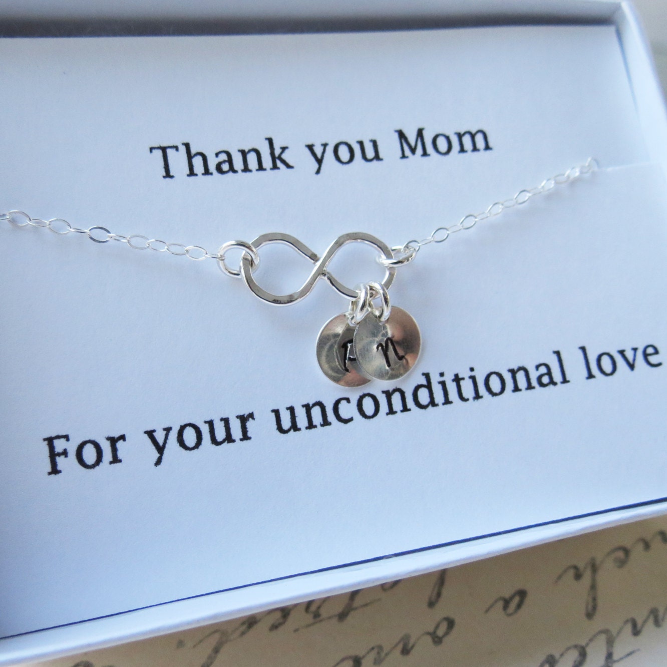 Thank You Mom Necklace & Card SETInfinity Jewelry Sideways