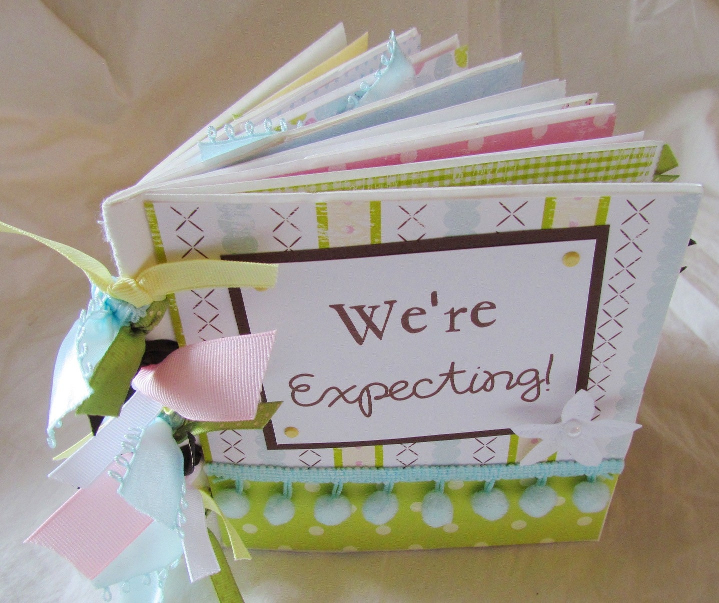 PreGNanCY mini premade scrapbook album WE'RE EXPECTING