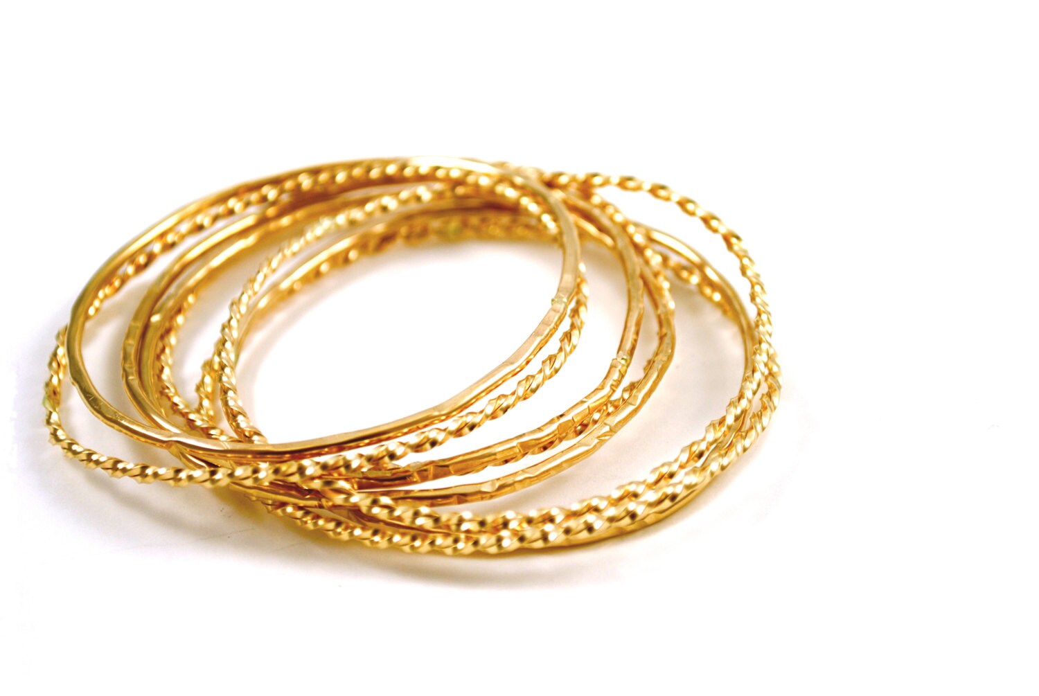 14k Gold Filled Stacking Bangle Twisted or Textured