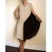 Custom Made Brown Cream Soft Cotton Patchwork Loose Flare Dress S - XL (H)