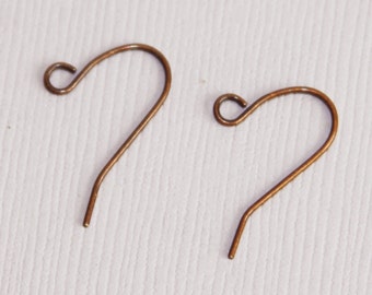 Antiqued copper earrings hook 20X11mm 100 pcs