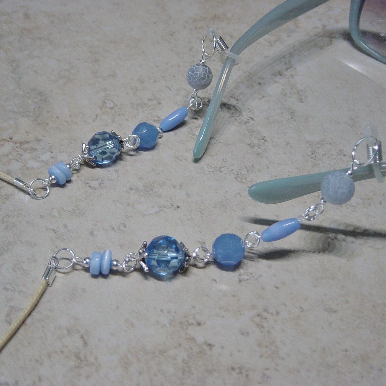 Eyeglass Necklace Blue Bead Eyeglass Neckalce Crystal Bead